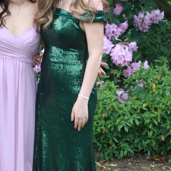 Long mermaid off shoulder sparkly prom dress - Picture 4 of 5